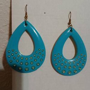 Teardrop earrings in blue and gold